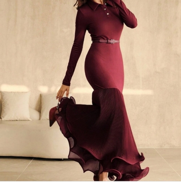 Dresses & Skirts - Burgundy Elegant Knit Women's Bodycon Dress